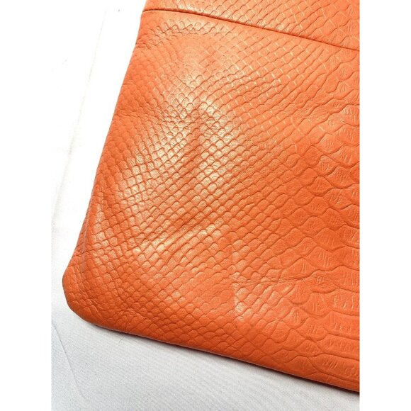 THE SAK Coral Pink Leather Snake Print Messenger Shoulder Bag Magnetic Closure - Picture 7 of 12